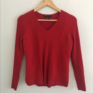 INC Medium Red v-neck Sweater ribbed knit Macy’s